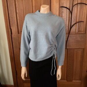 MS Maggie Light Blue Women’s Ruched Side Sweater.